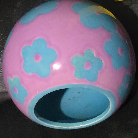 Vintage Purple & Blue Floral Ceramic Round Vase - Picture 2 of 11